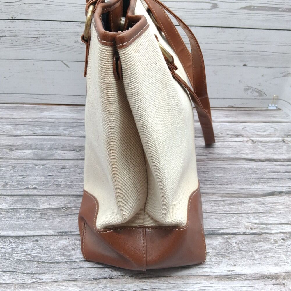 VTG Coldwater Creek Handbag Y2K Purse Tan W/Brown Faux Leather Trim & Coin Purse - Picture 10 of 16